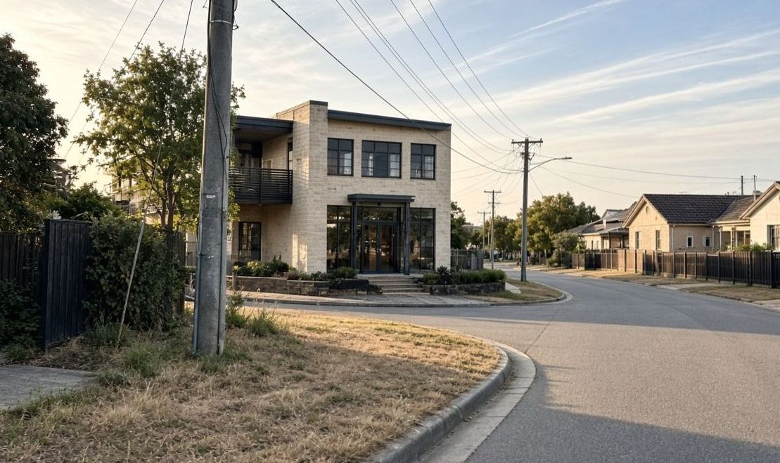 Modern hotel building on a quiet Hinchinbrook close